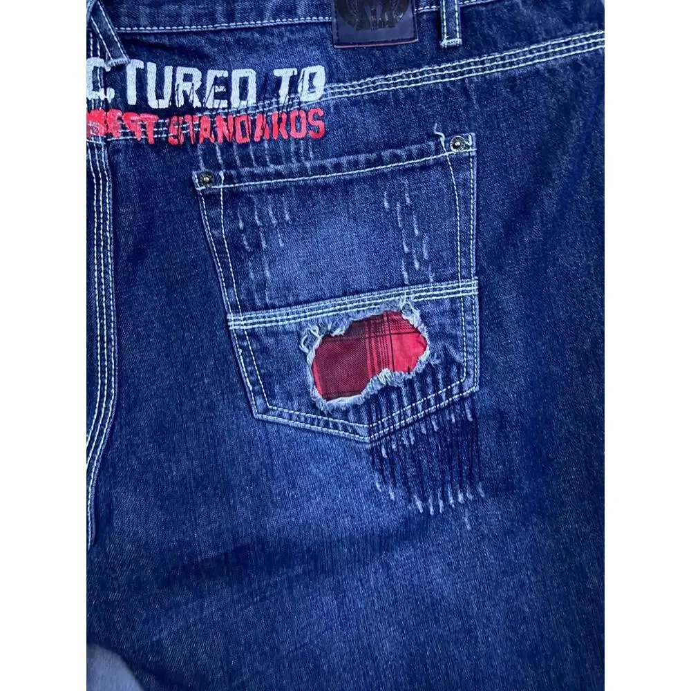 Born Fly Anytown USA Distressed Patch Paint Streetwear Denim Jeans Mens 42 44x35